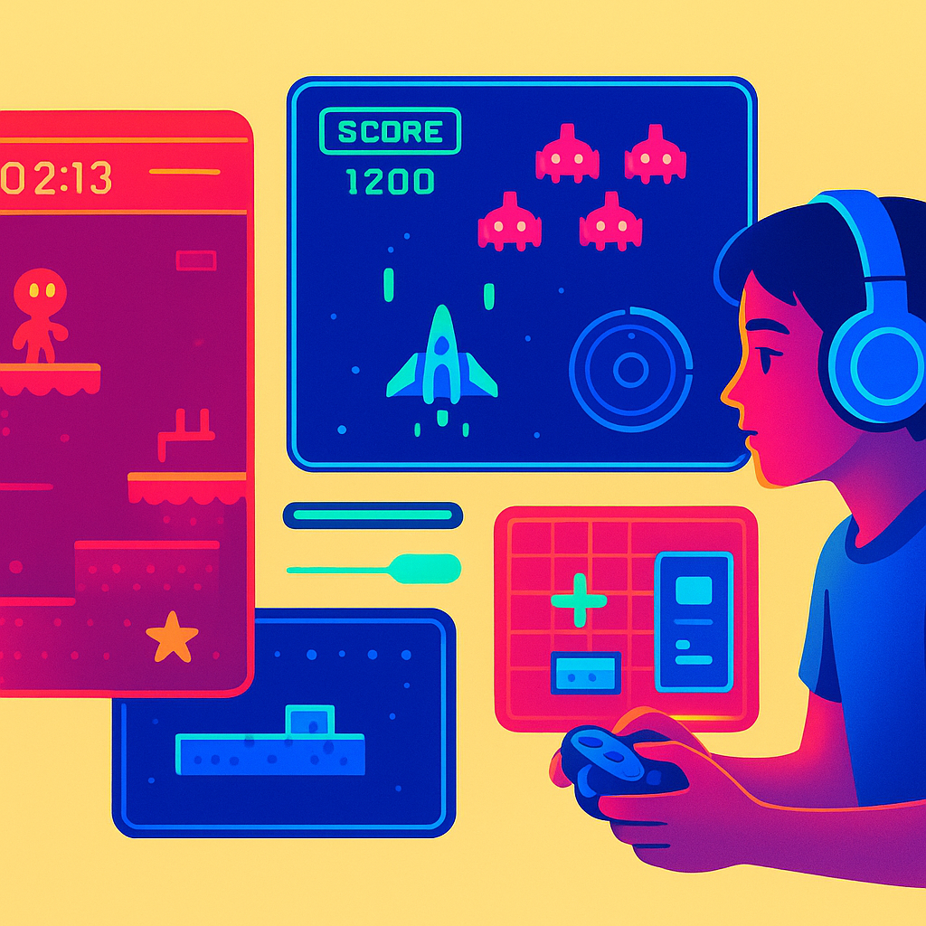 Arcade Loom hero preview: stylized game montage